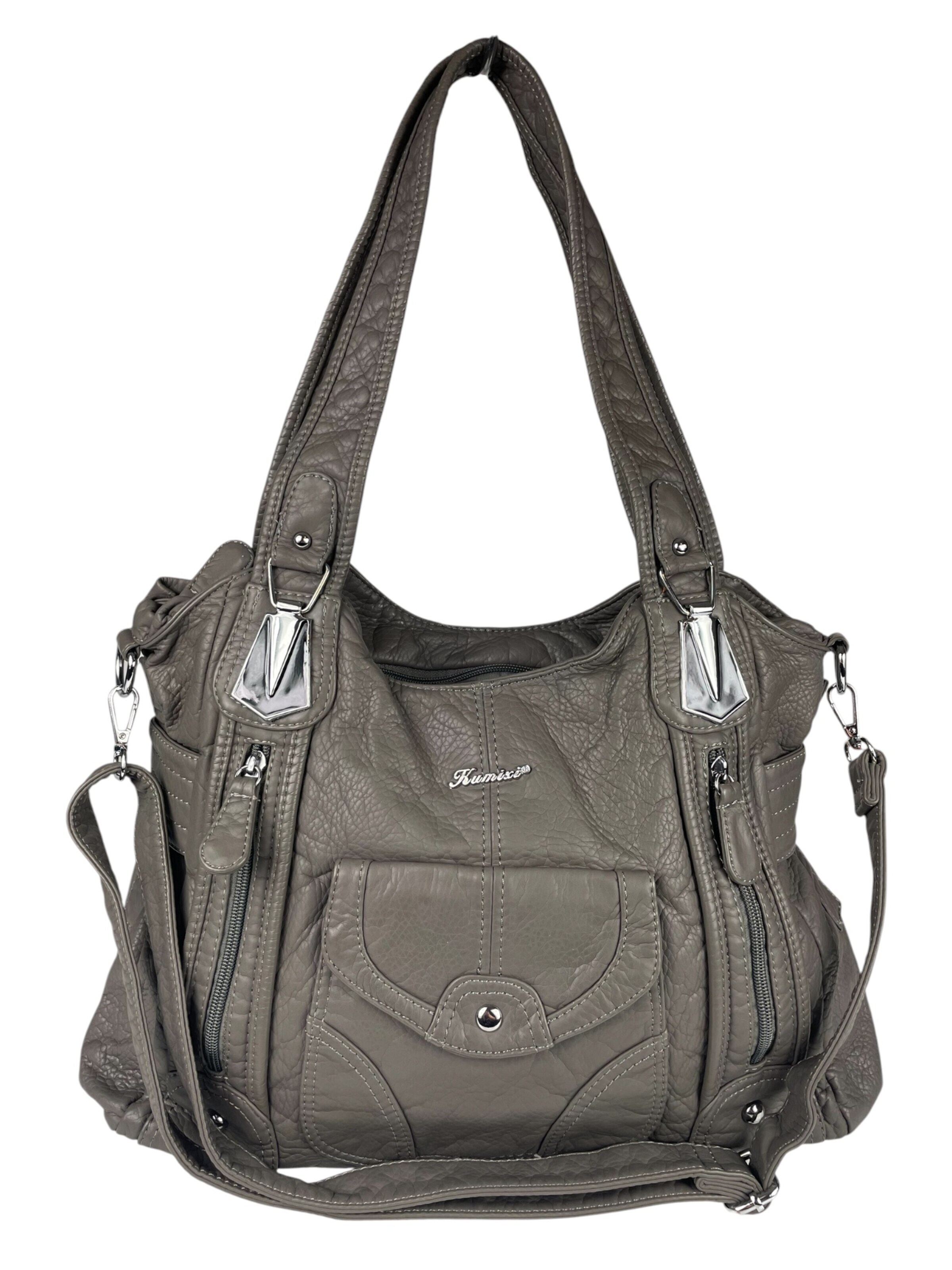 Kumixi Shoulder Bag in Grey: front