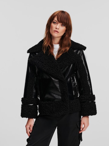 Karl Lagerfeld Φθινοπωρινό και ανοιξιάτικο μπουφάν σε μαύρο: μπροστά