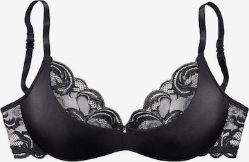 PETITE FLEUR GOLD Push-up Bra in Black: front