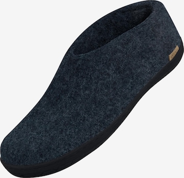 Glerups Hausschuh 'Black Rubber' in Blau: Vorderseite