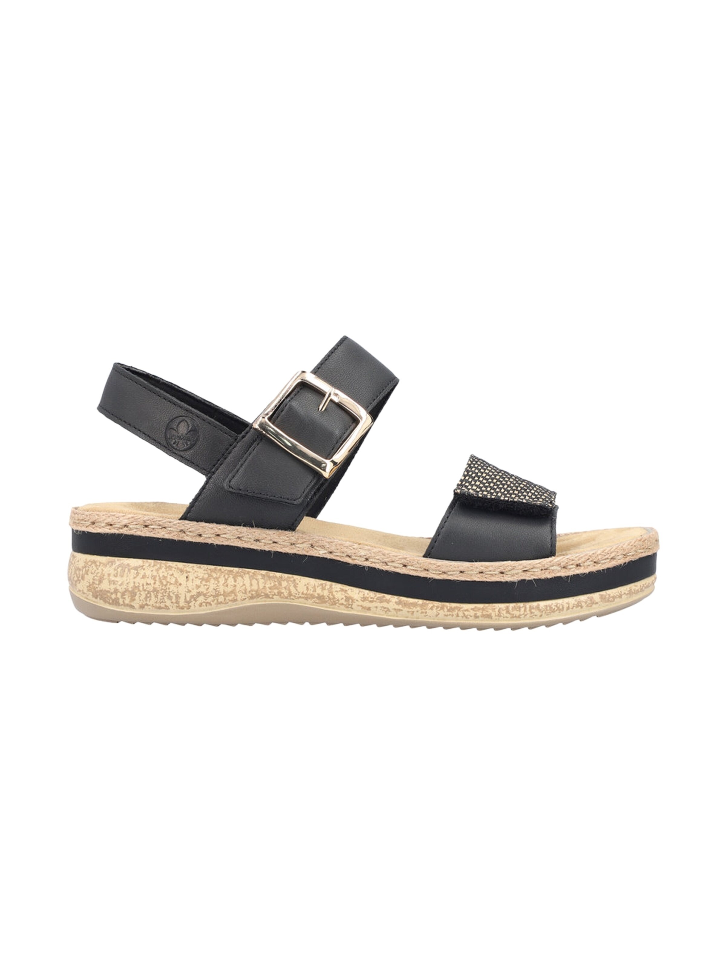 Sandales 'Rimo-Sandalen aus Leder mit Keilabsatz' Rieker en argent