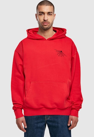 Merchcode Sweatshirt 'Halloween - Spider Web' in Rood: voorkant
