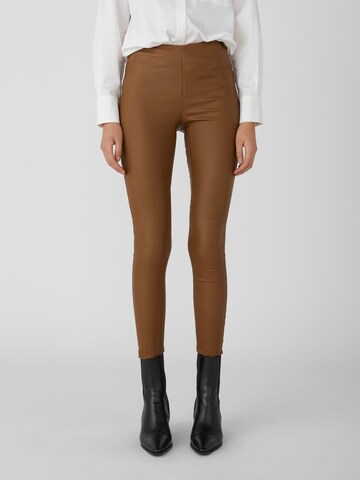 OBJECT Skinny Leggings 'Belle' in Brown: front