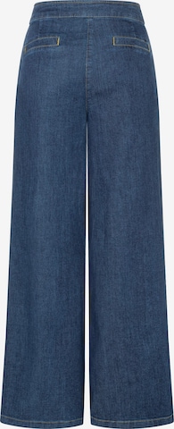 MORE & MORE - Perna larga Calças de ganga de pregas em azul