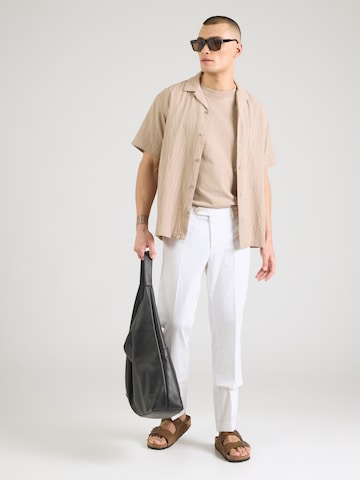 Hackett London Слим фит Панталон с ръб в бяло