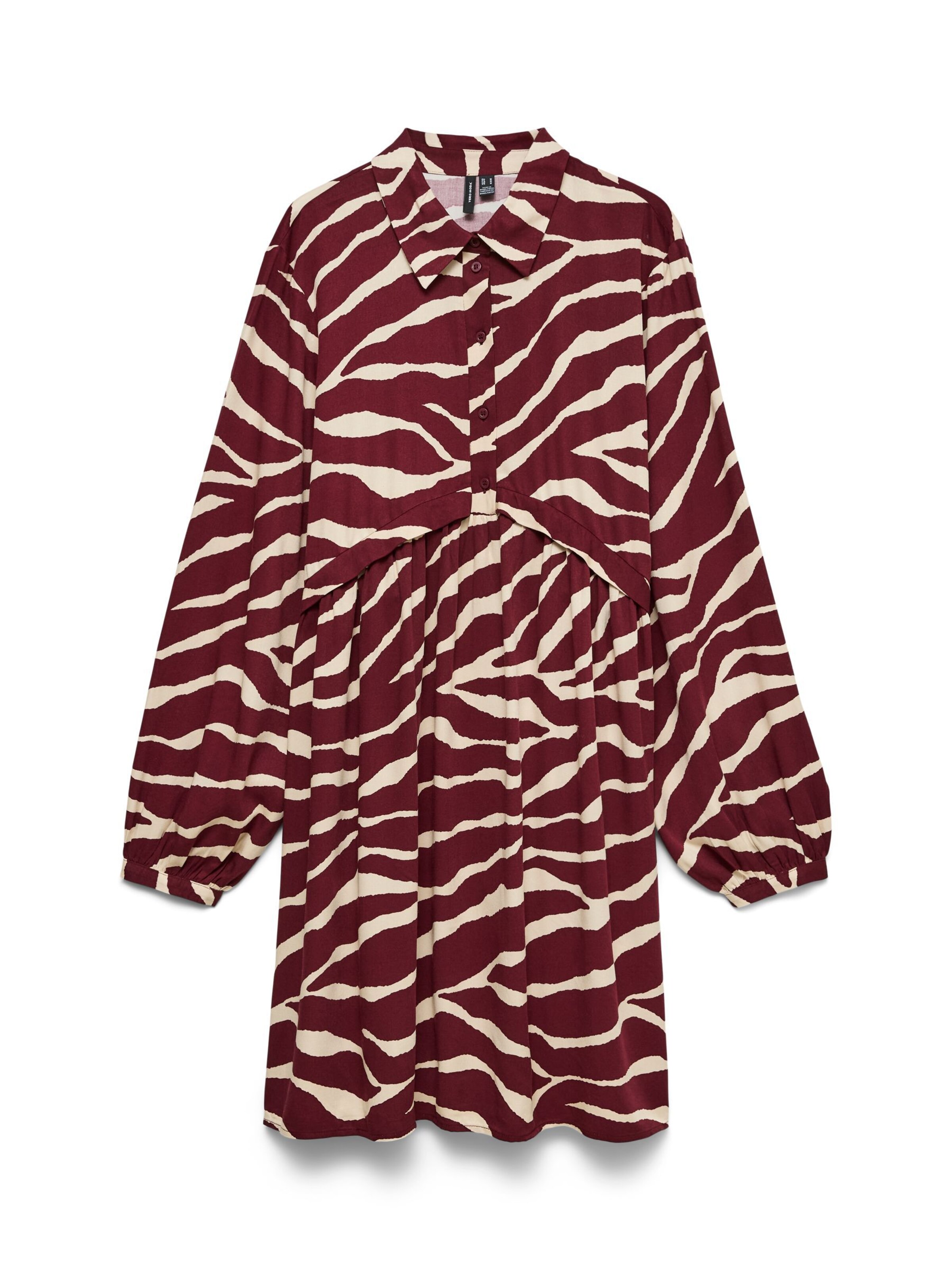Vero Moda Curve Blousejurk 'VMCMaddie' in 46 in de kleur Wijnrood / Wit, Productweergave