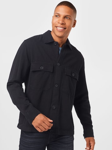 River Island Regular fit Button Up Shirt in Black: front
