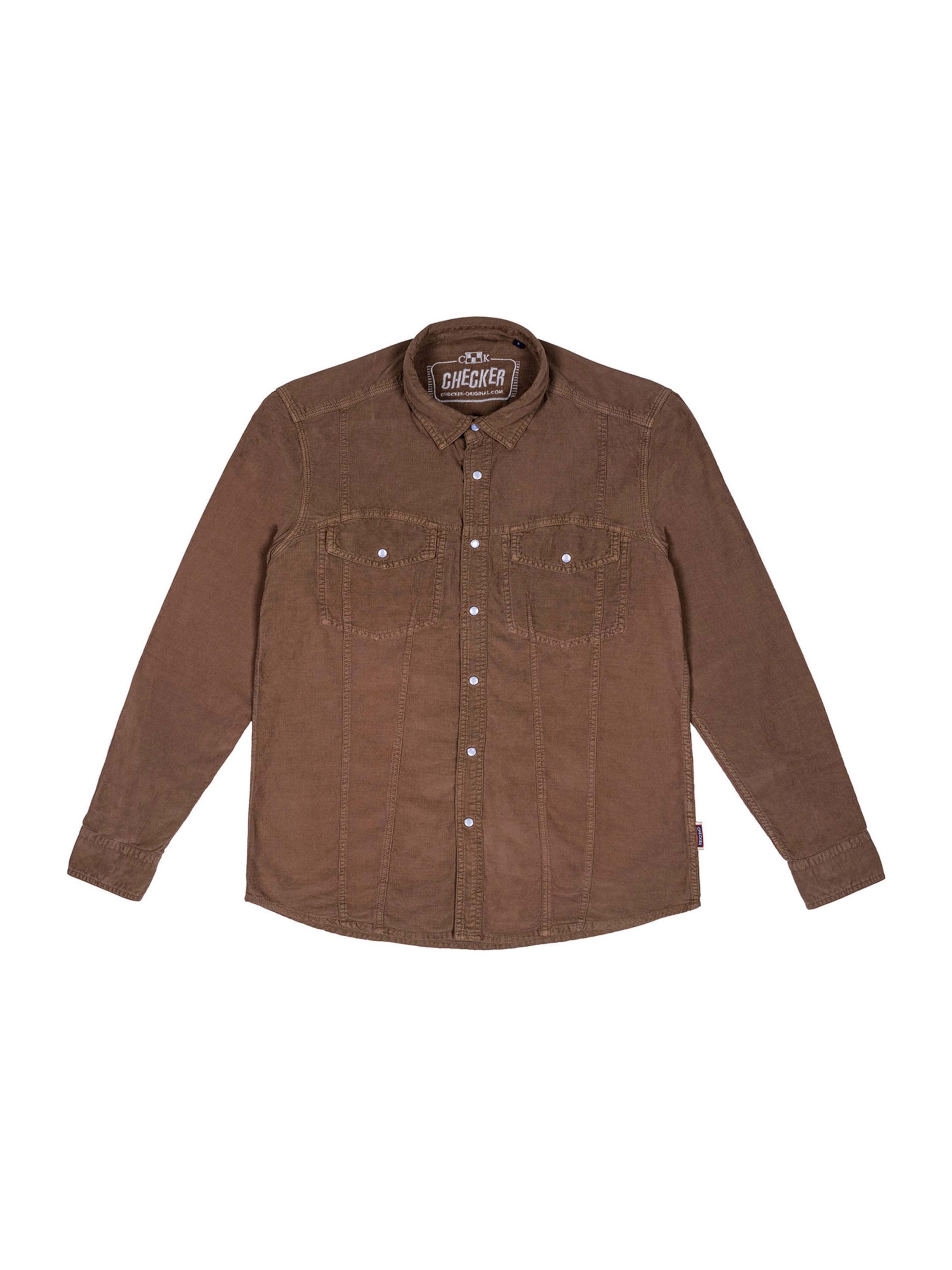 Chemise ' Dynasty Cord ' Checker en marron : devant