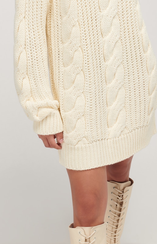 UNFOLLOWED x ABOUT YOU Strickkleid 'HEATHER' in Creme UNFOLLOWED x ABOUT YOU Strickkleid 'HEATHER' in Creme