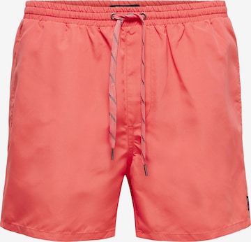 Shorts de bain 'Ted' Only & Sons en rouge : devant