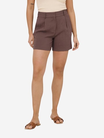 regular Pantaloni 'Onlita Hw Linen Look Shorts Tlr 15370279' di ONLY in marrone