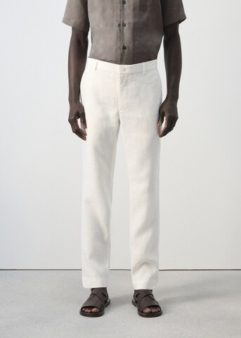 MANGO MAN Regular Chino Pants 'Oyster' in White: front