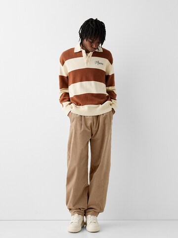 Bershka Loosefit Hose in Beige