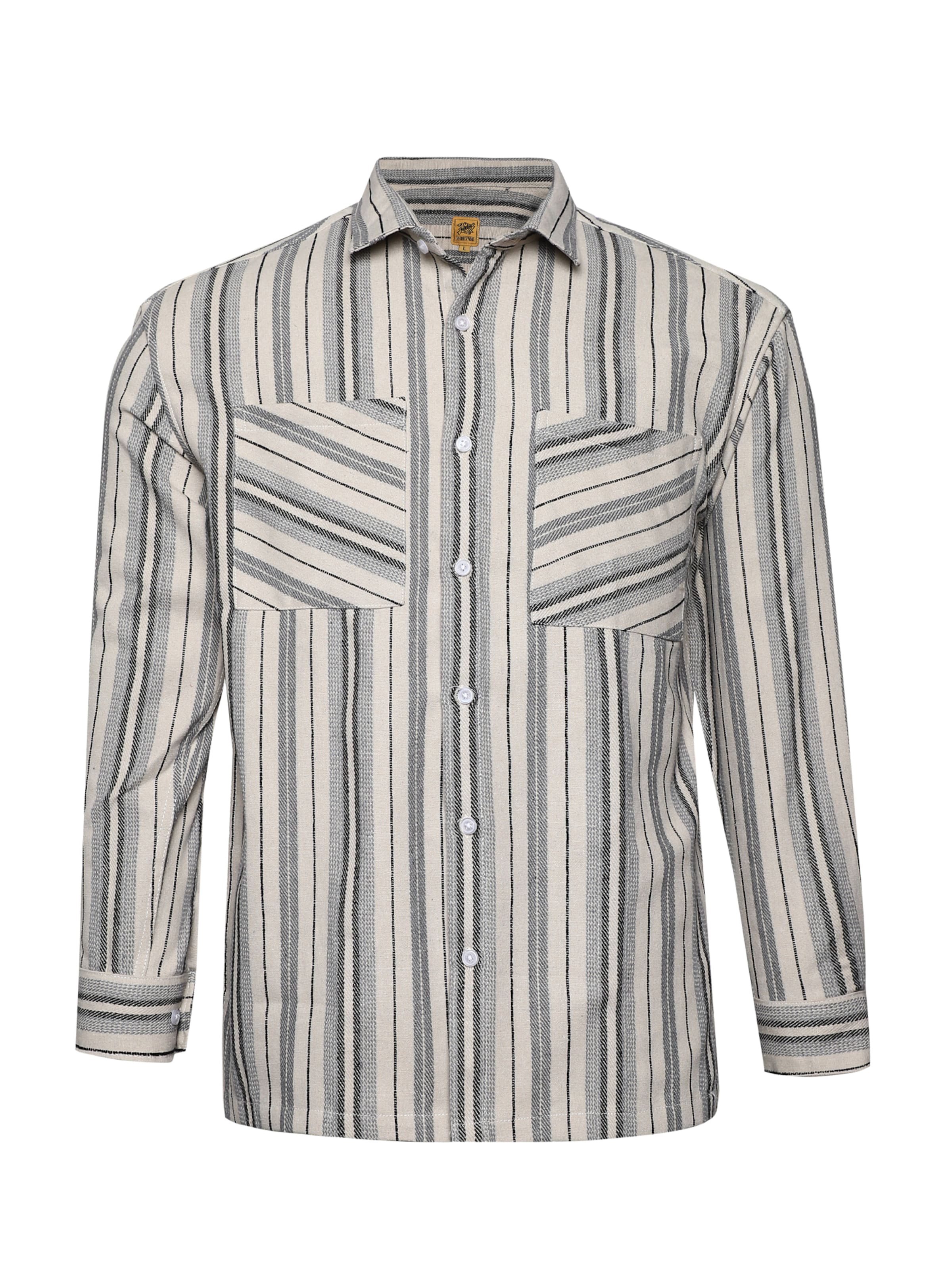 Campus Sutra Comfort Fit Πουκάμισο 'Zibiah' σε μπεζ: μπροστά