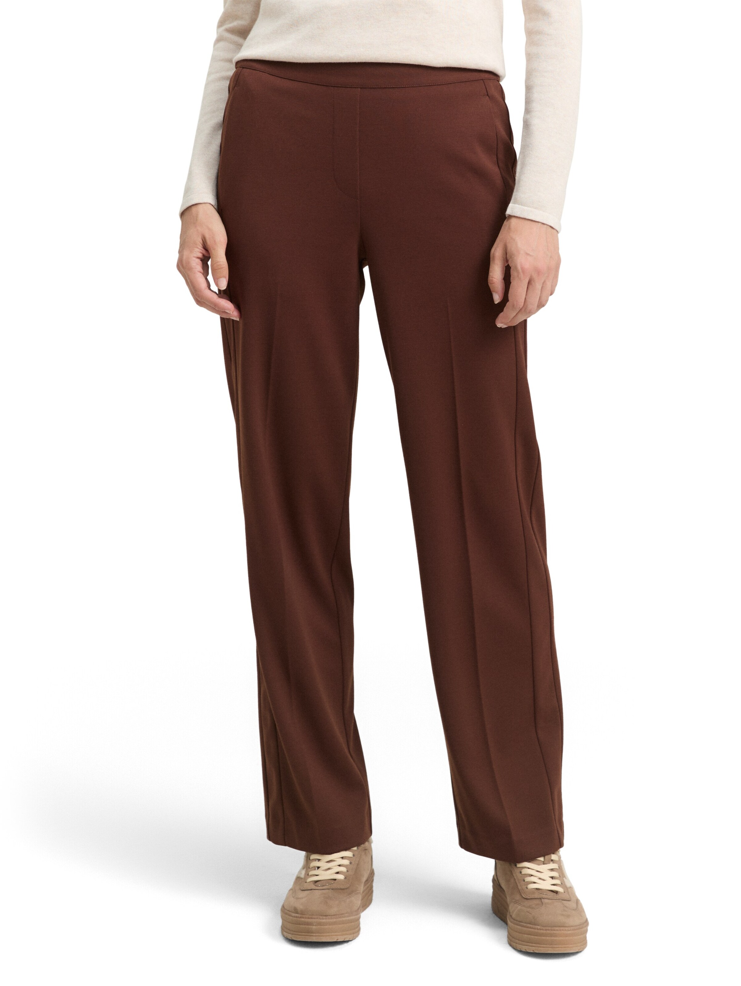 TOM TAILOR Regular Trousers in Brown: front