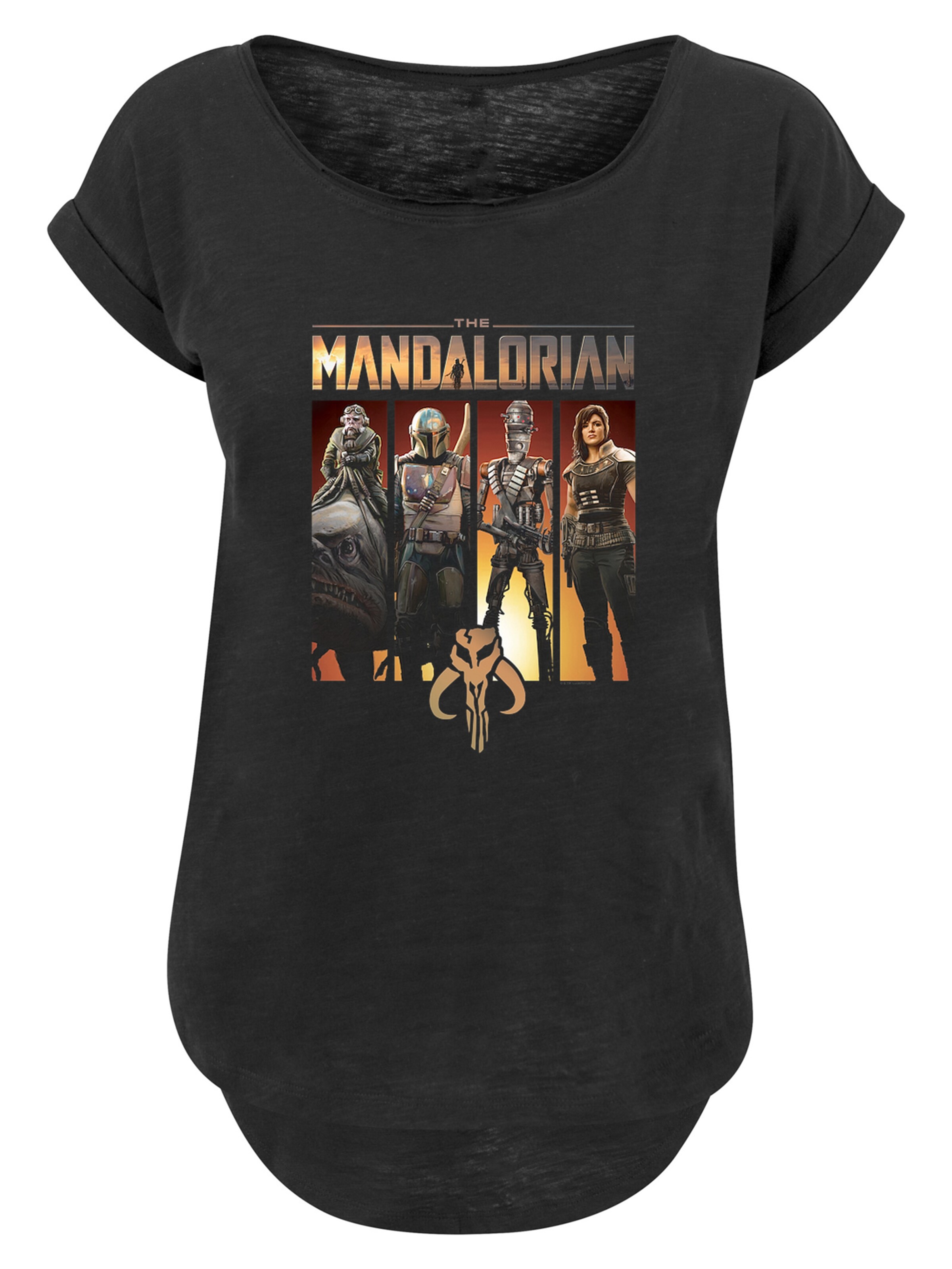 F4NT4STIC T-Shirt 'Star Wars The Mandalorian Character Line Up' in braun / gelb / orange / schwarz, Produktansicht