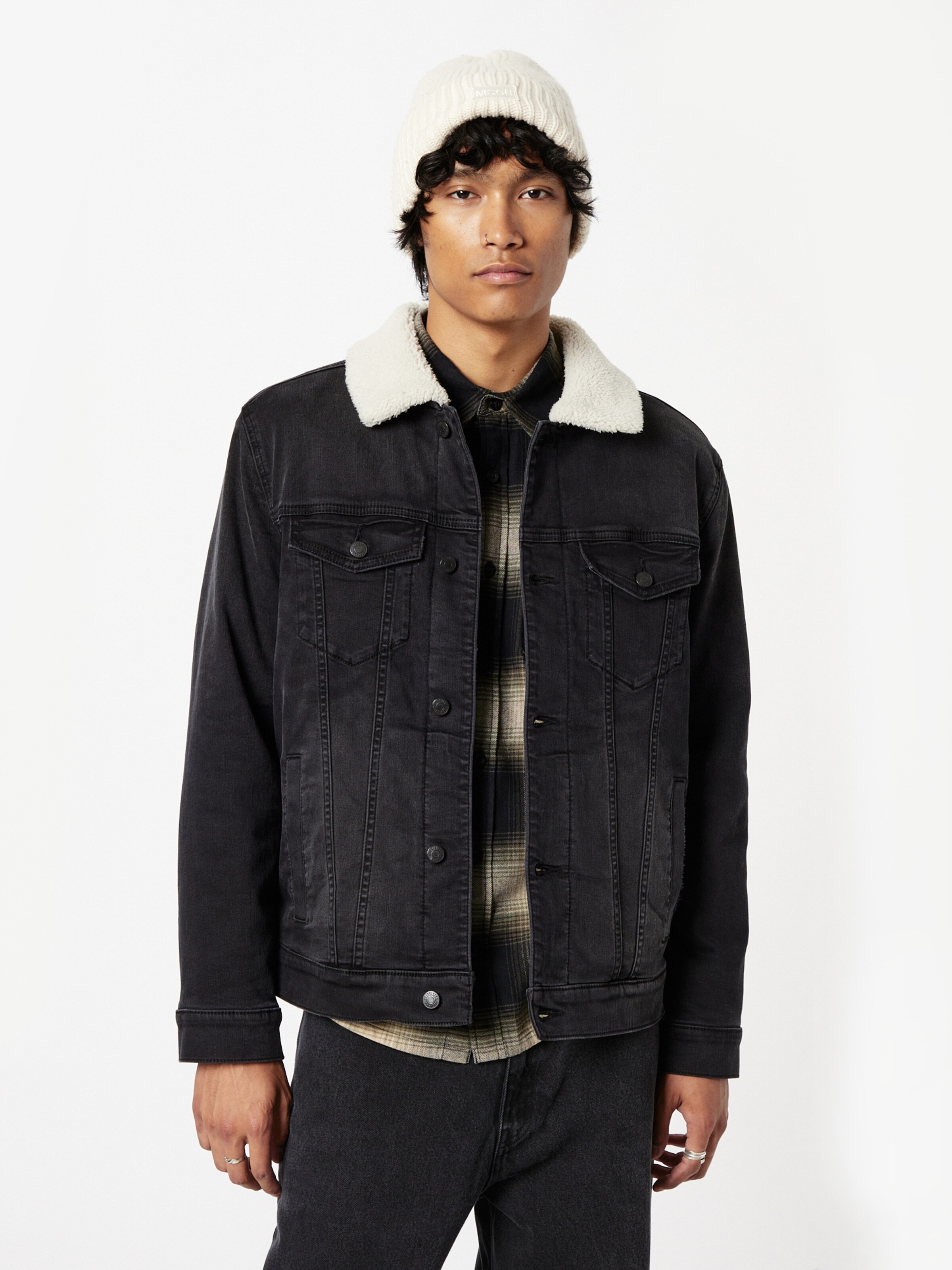Veste mi saison SHERPA LINED TRUCKER HOLLISTER en Noir ABOUT YOU