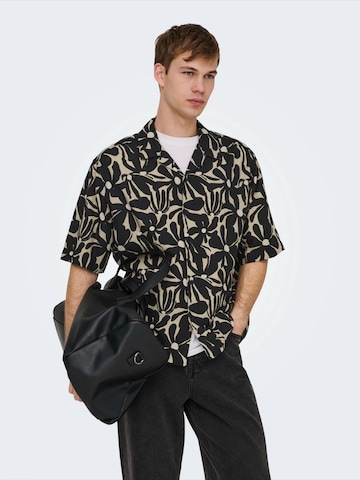 Only & Sons Comfort fit Overhemd 'ONSHARVI' in Zwart: voorkant