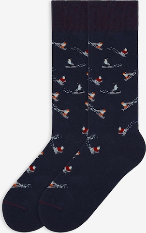 Von Jungfeld Socken 'Festive Icons' in Blau: Vorderseite