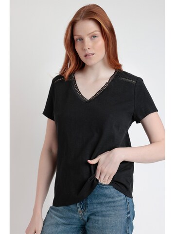 admas - Top 'ADMAS Camiseta Manga Corta Slub Entredos para Mujer' en negro