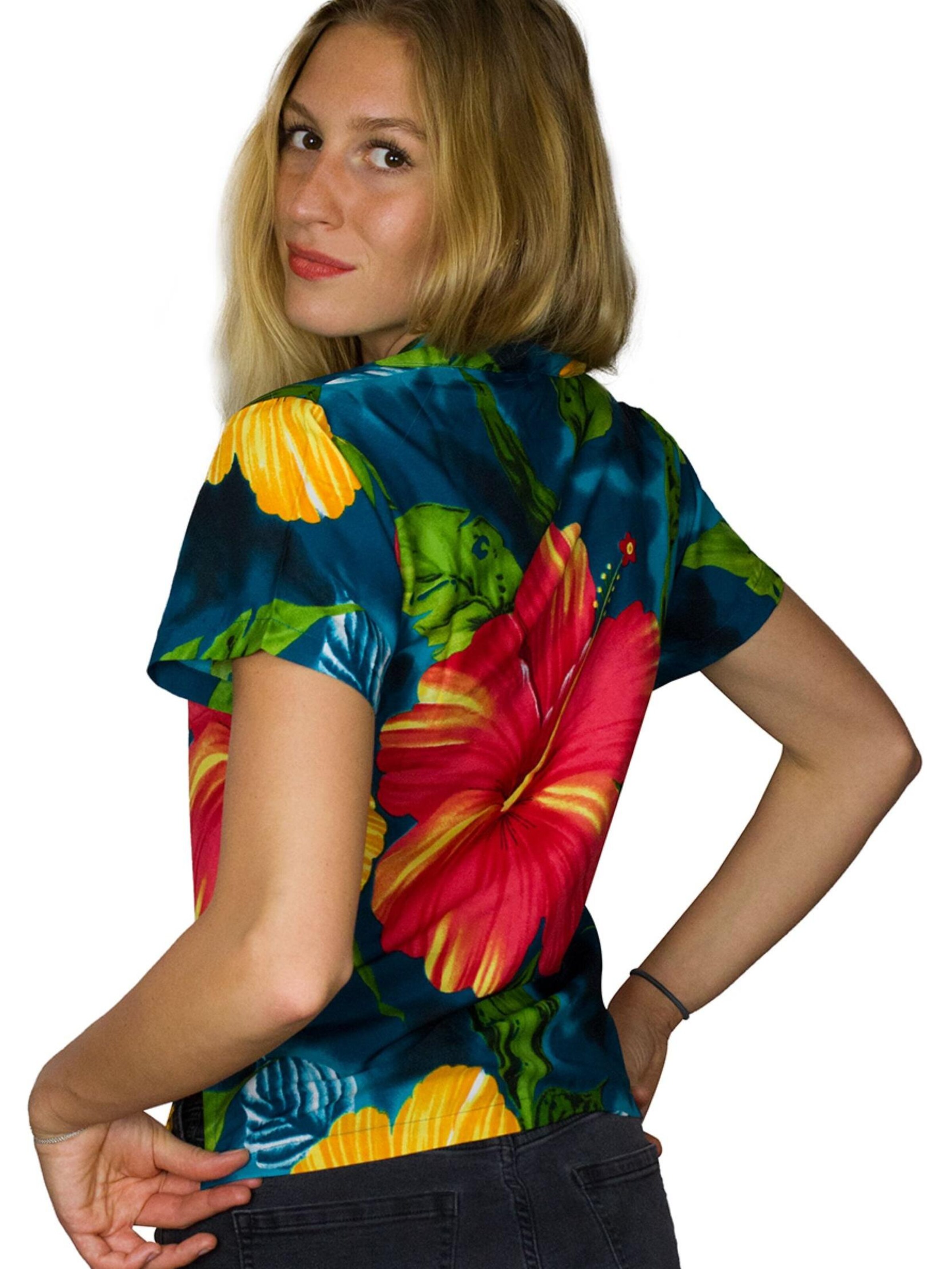 King Kameha Blouse 'Big Flower' in Green