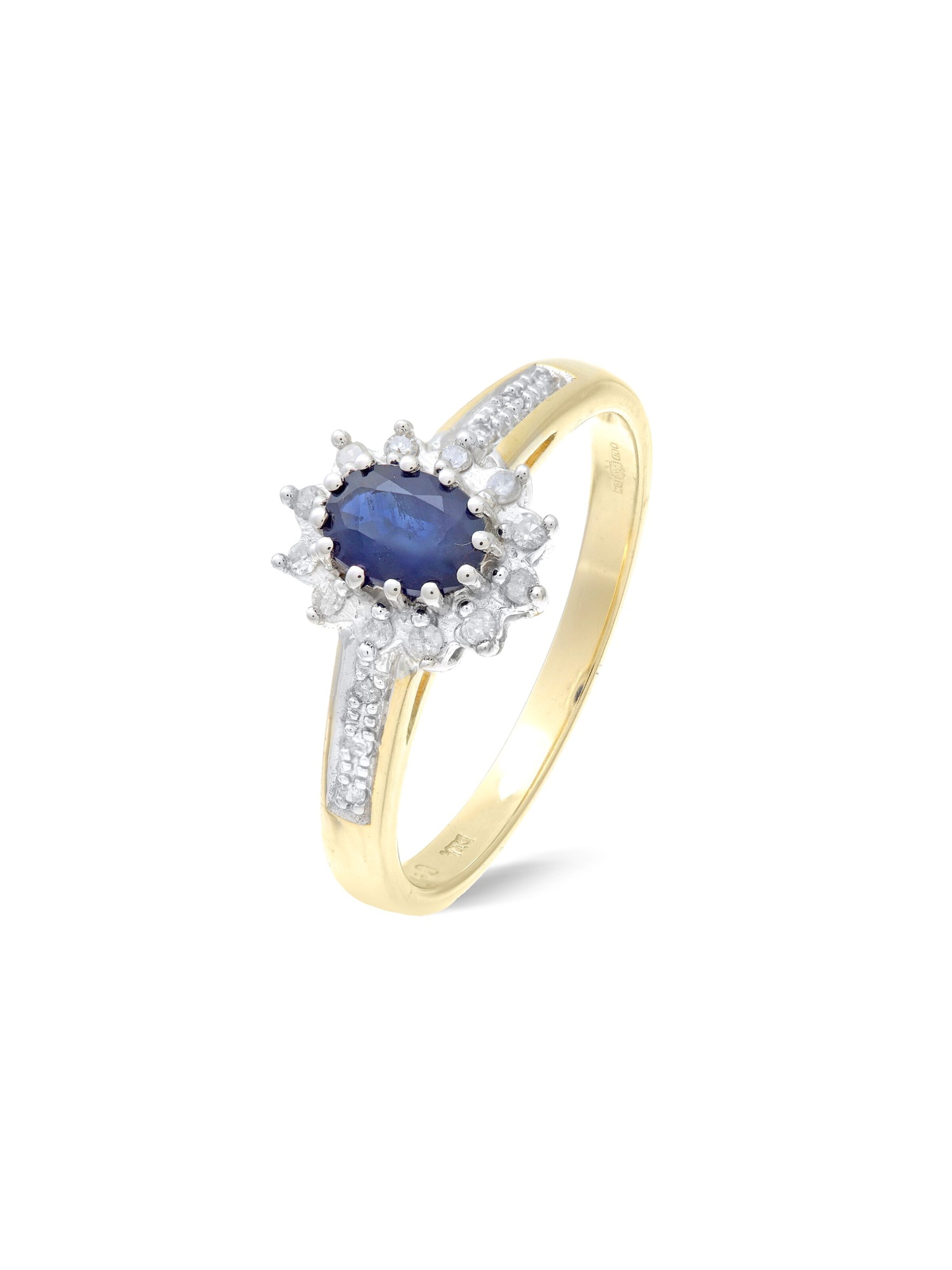 DIAMANT LETERNEL - Anillo 'Cluster-Ring aus 375 Gelbgold mit Diamant mit Saphir' en oro