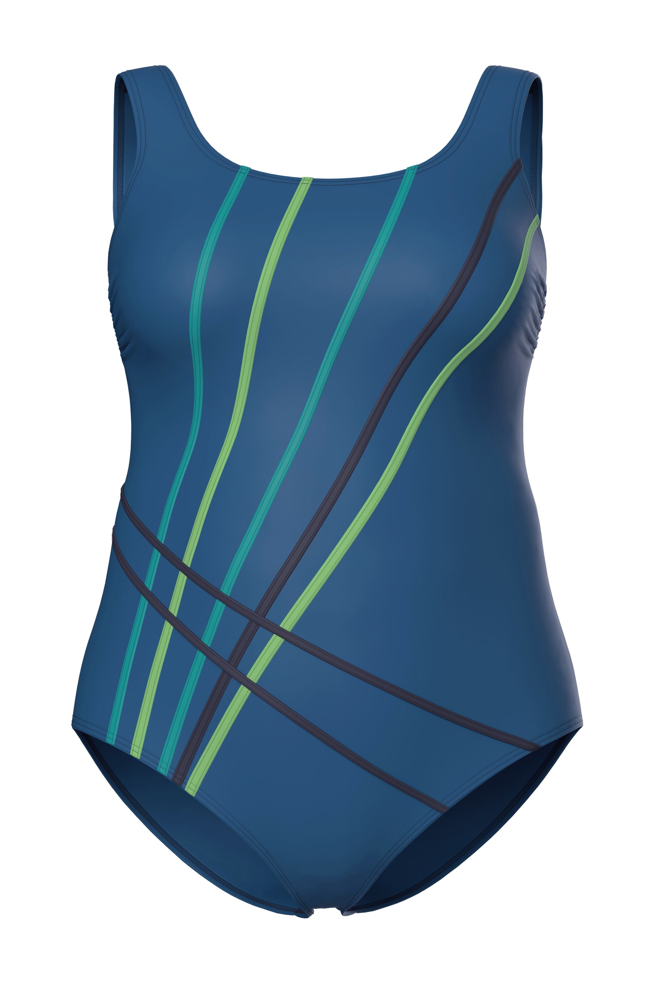 Ulla Popken Minimizer Badeanzug in Blau: Vorderseite