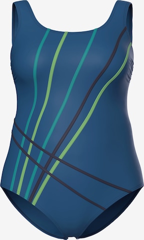 Ulla Popken Minimizer Badeanzug in Blau: Vorderseite
