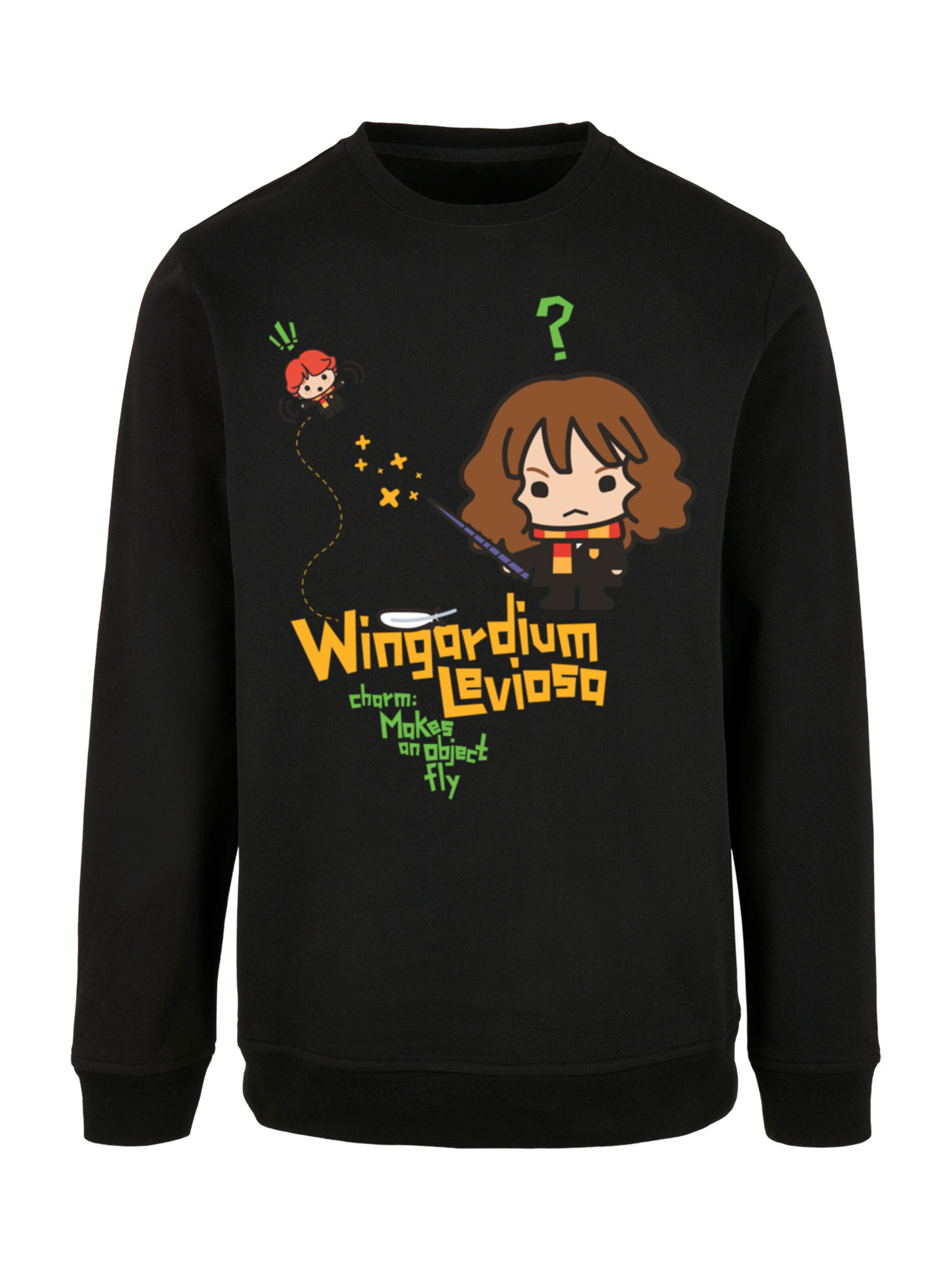 F4NT4STIC Sweatshirt 'Harry Potter Hermione Granger Wingardium Leviosa Junior' in Zwart: voorkant