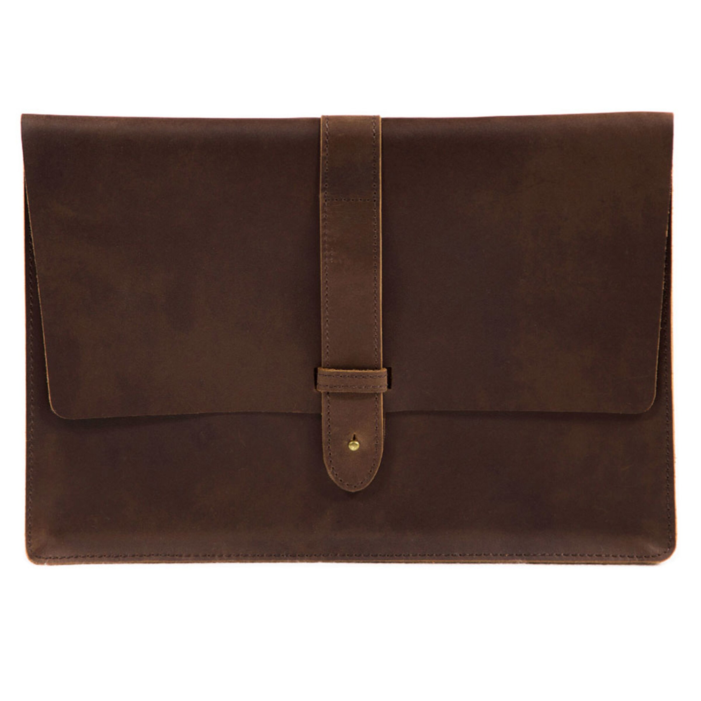 Buckle & Seam Laptop bag 'Aspen' in Brown: front