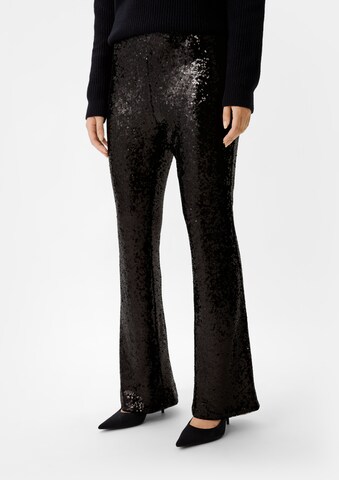 COMMA Flared Trousers in Black: front