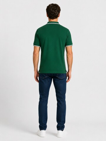 Boxeur des Rues Shirt 'Herren Poloshirt Regular Boxeur des Rues aus Piqué-Baumwolle, Grün, Weiße Streifen' in Groen