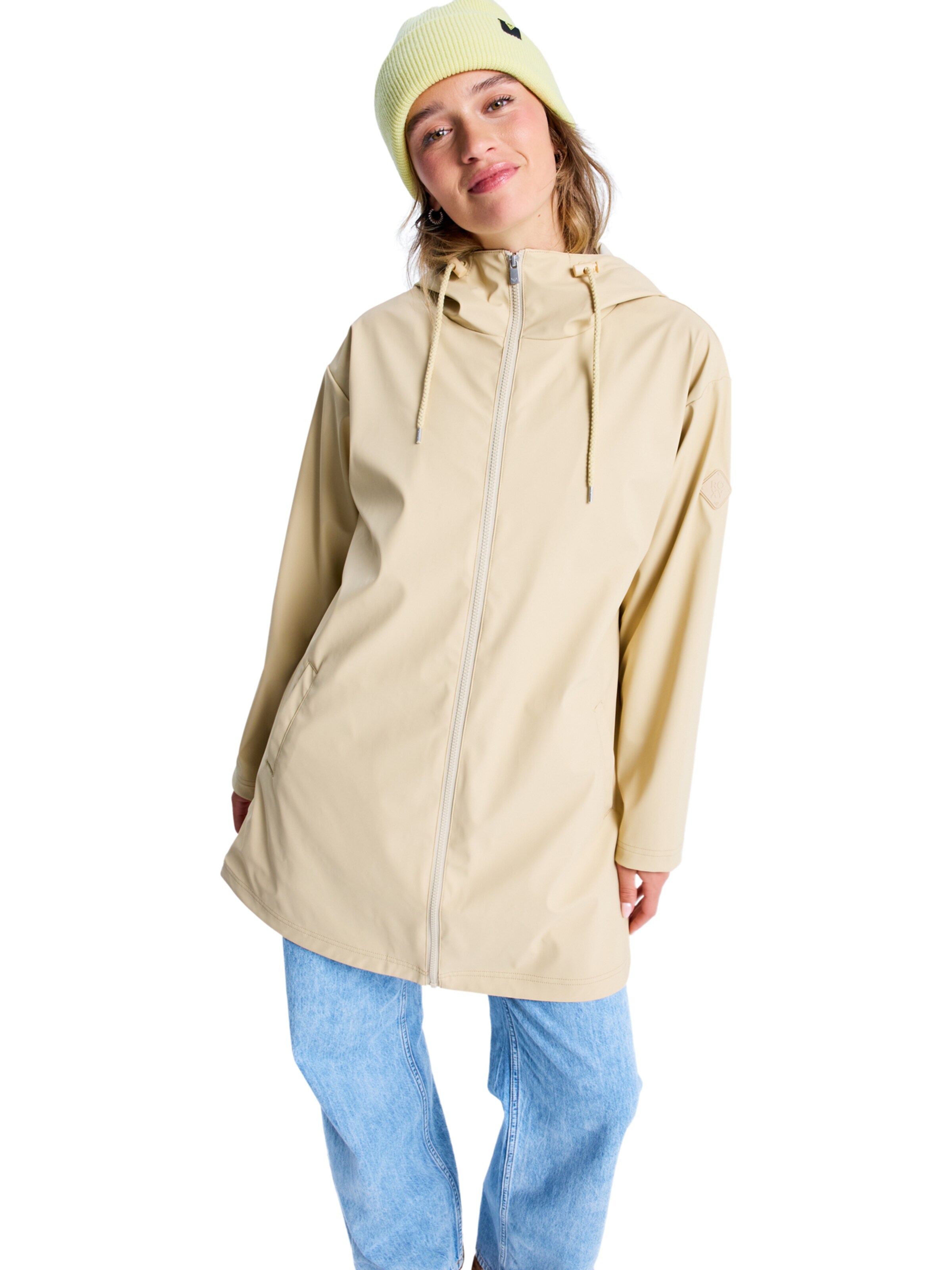 ROXY Between-Season Jacket 'Raining Again' in Beige: front