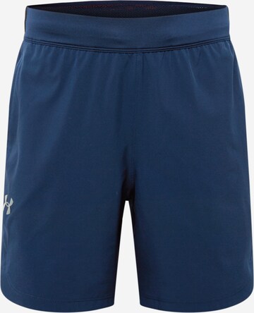 UNDER ARMOUR Workout Pants 'Woven' in Blue: front
