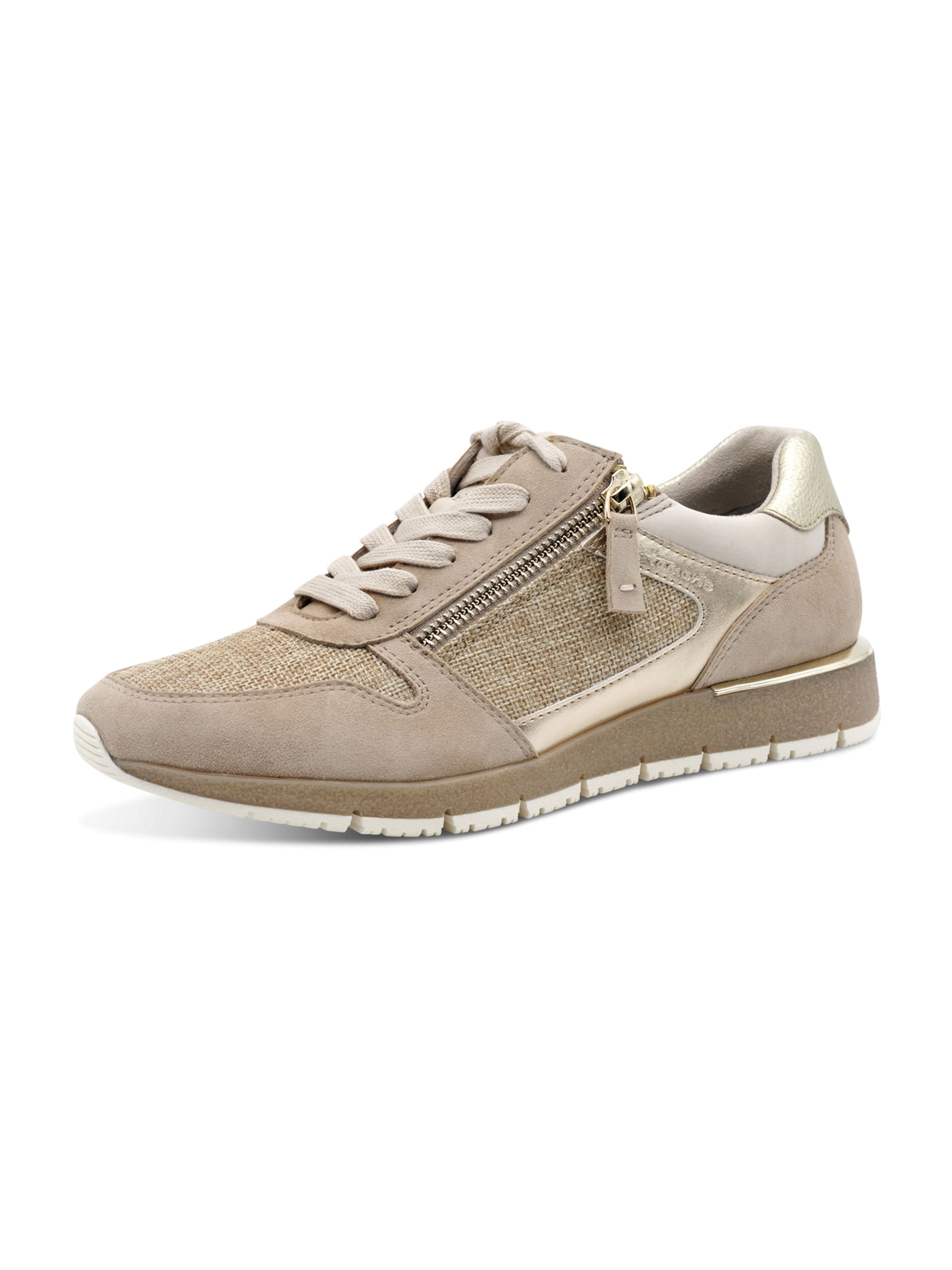 Tamaris Zapatillas deportivas bajas en beige / beige oscuro / beige moteado / oro, Vista del producto
