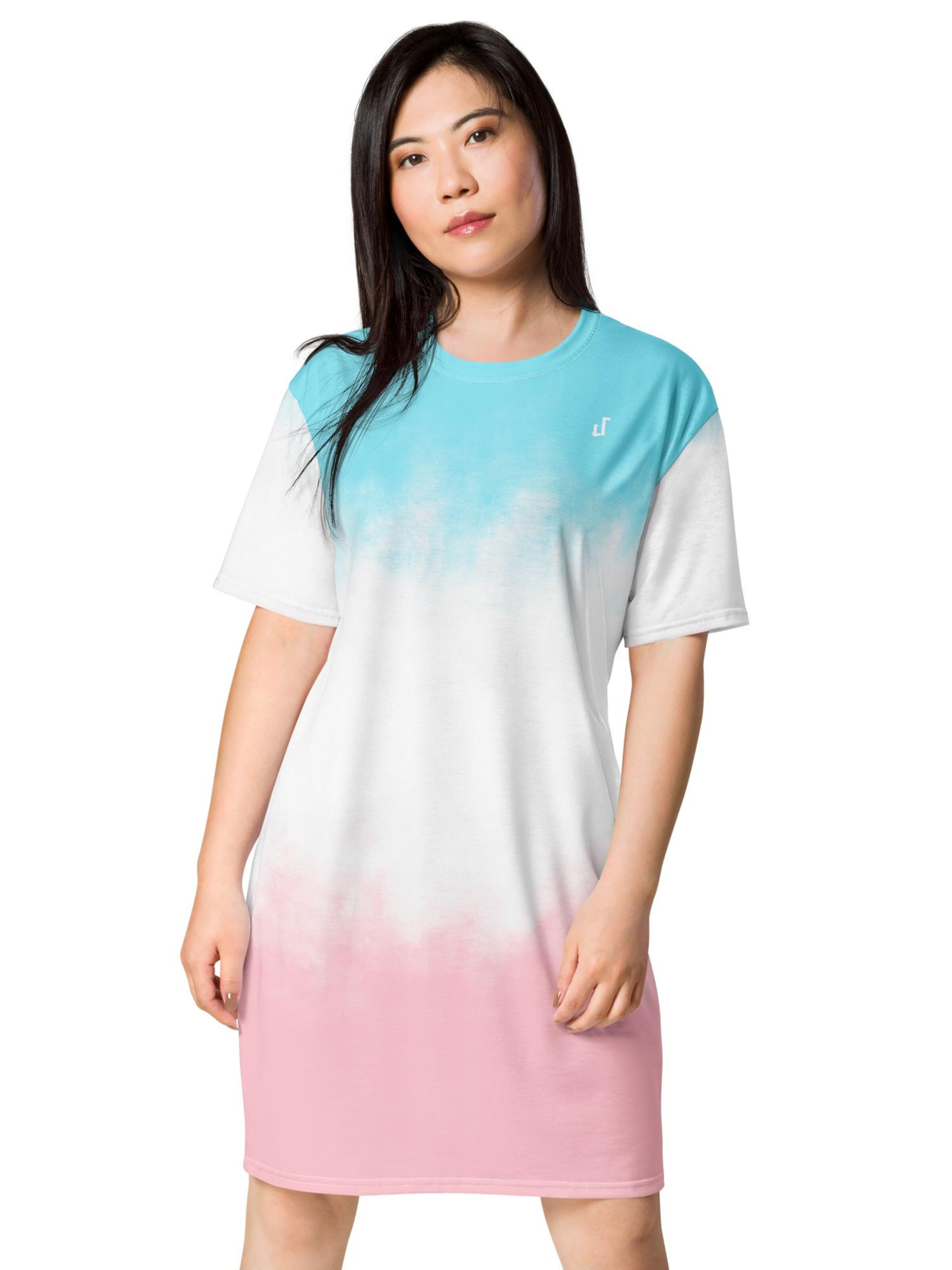 DECALVIBES Oversizeshirt 'Gradient Pink Blue'‌‌‌‌‌ in Blau: Vorderseite
