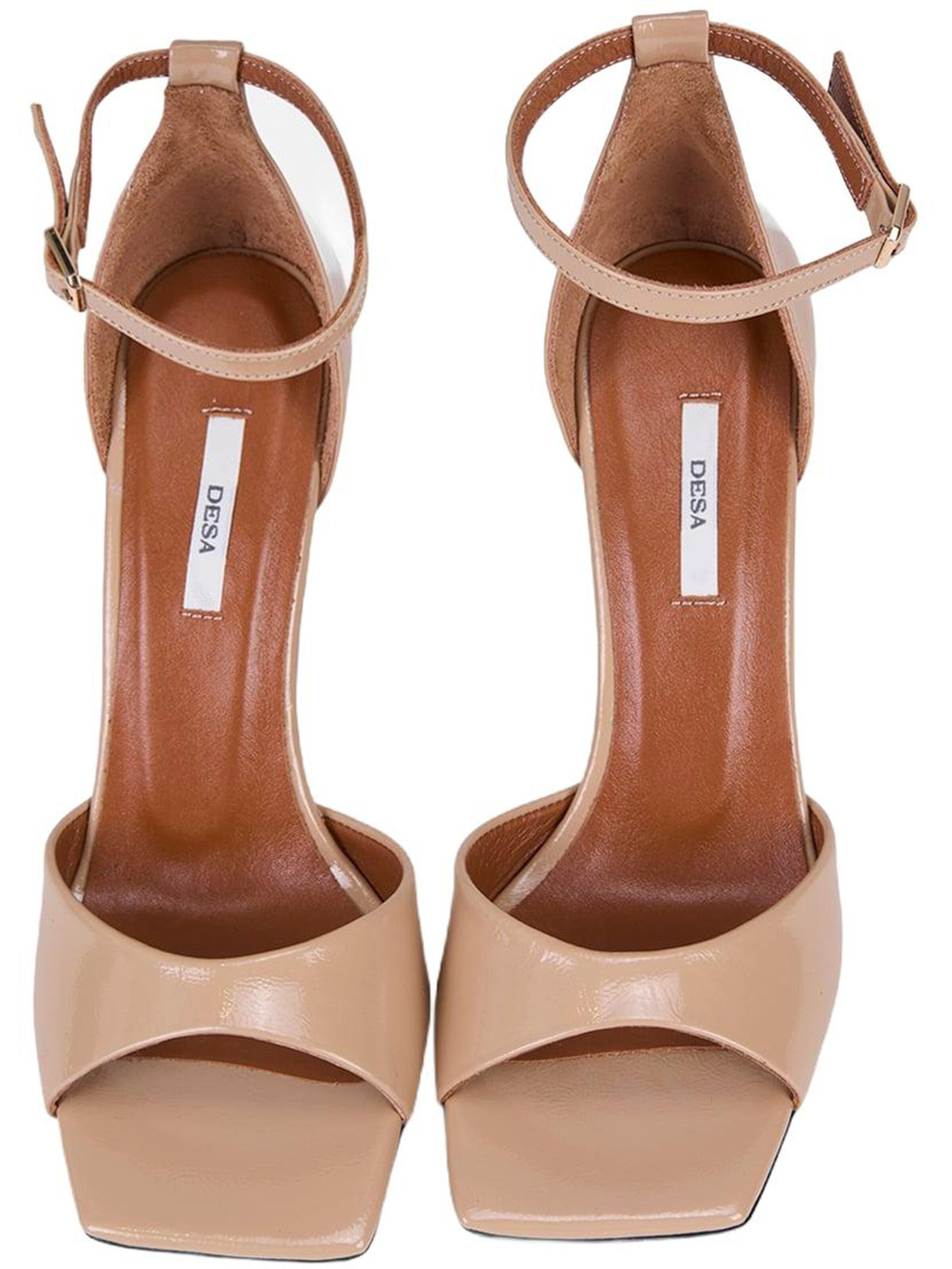 Desa Strap sandal 'DESA Damen-Abendsandalen aus Lackleder mit einem Riemen' in Beige