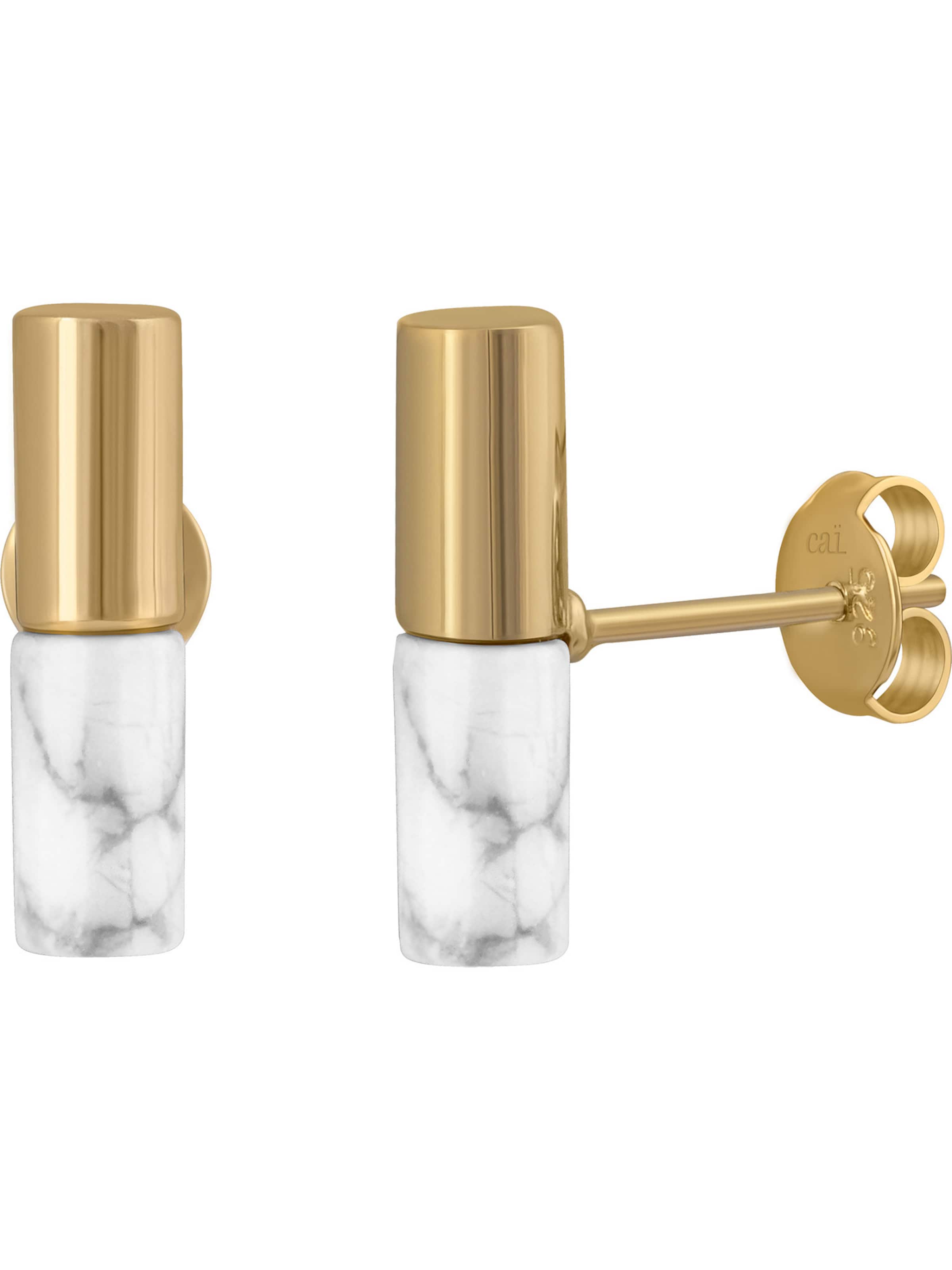 Boucles d'oreilles 'Howlith ' caï en or : devant