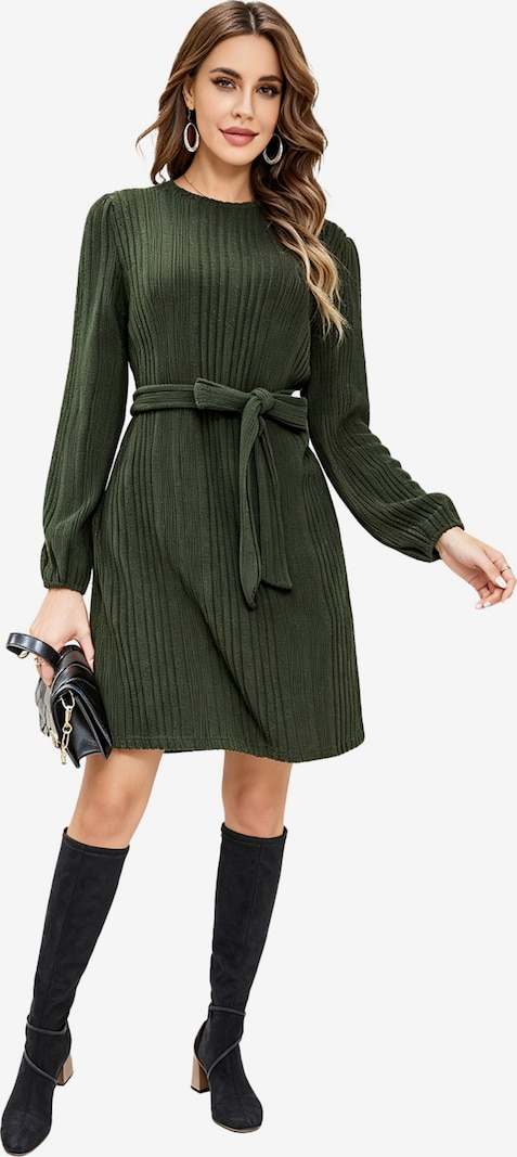 Sweater dress with over the knee boots
