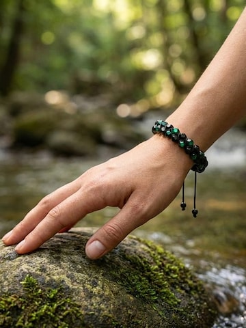 UNIQAL Armband 'GRÜNES TIGERAUGE TURMALIN' in Gemengde kleuren