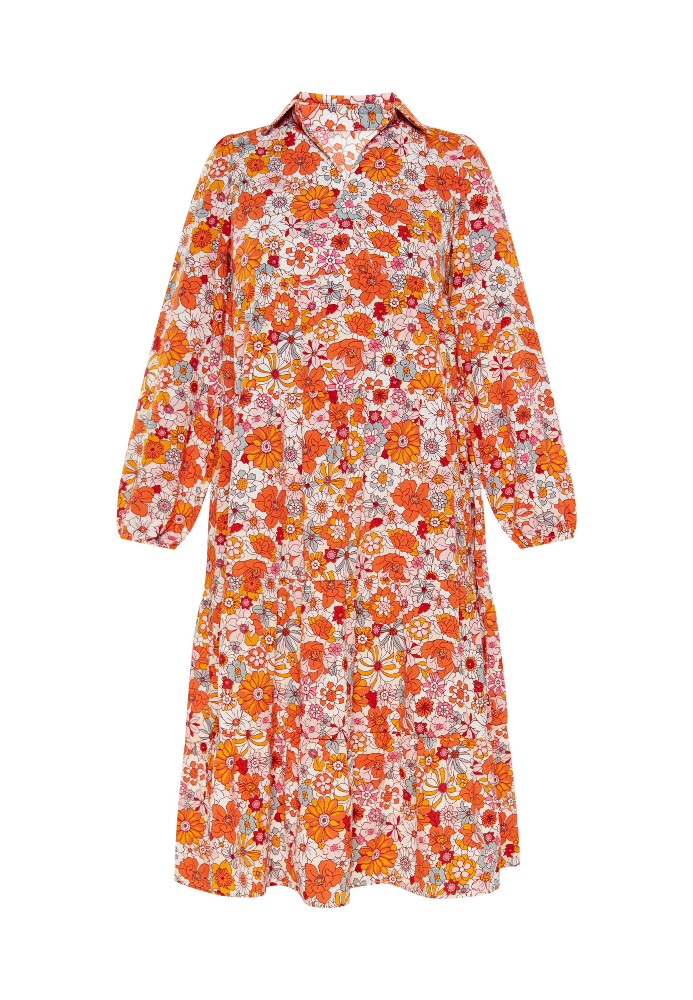 usha FESTIVAL Šaty 'Casual' - modrosivá / oranžová / ružová / biela, Produkt