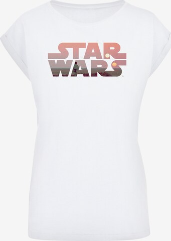 Maglietta 'Star Wars Tatooine Logo' di F4NT4STIC in bianco: frontale