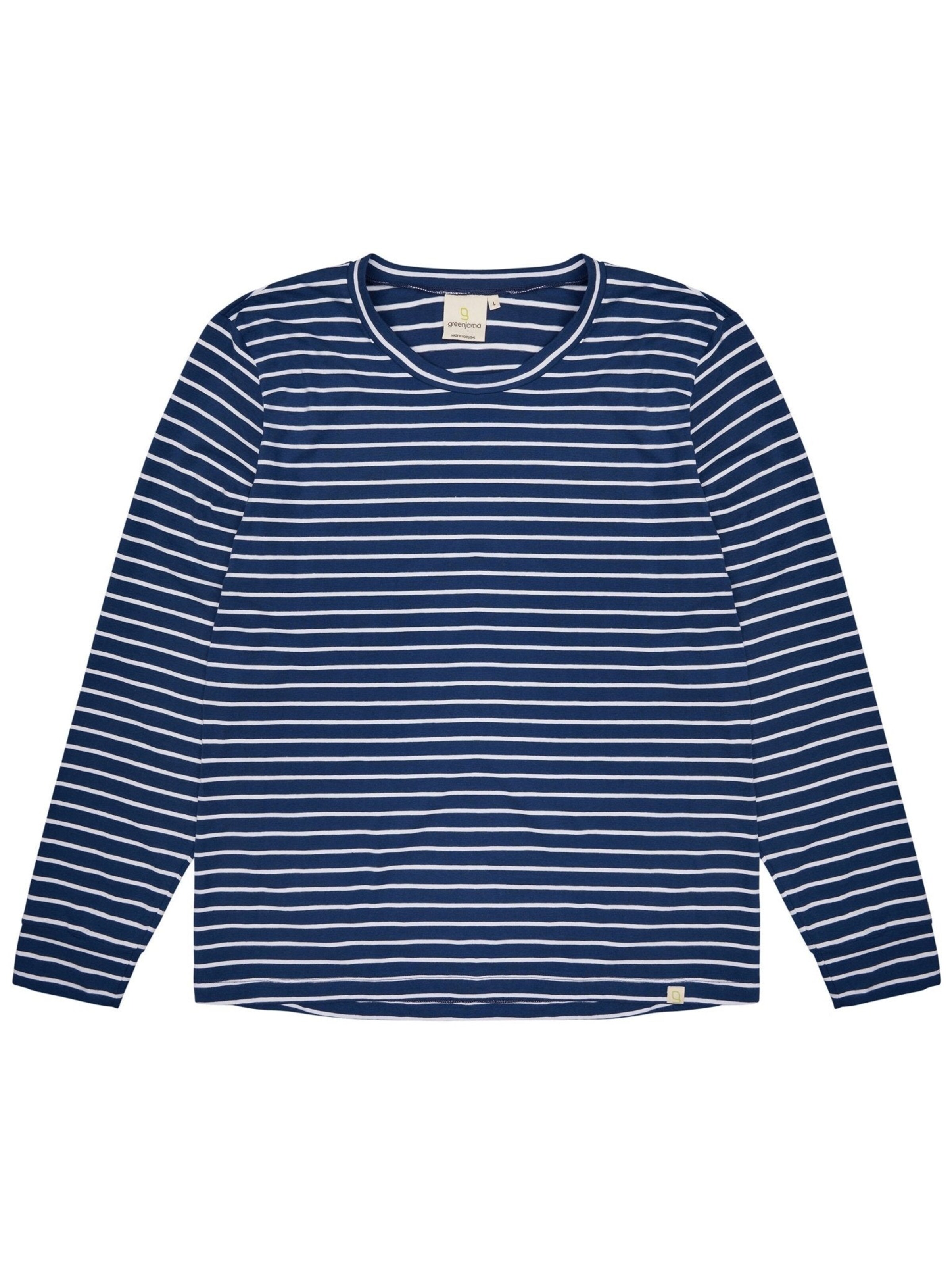 greenjama Pyjama lang 'Ringel'‌‌‌‌‌‌‌‌‌ in Blau: Vorderseite