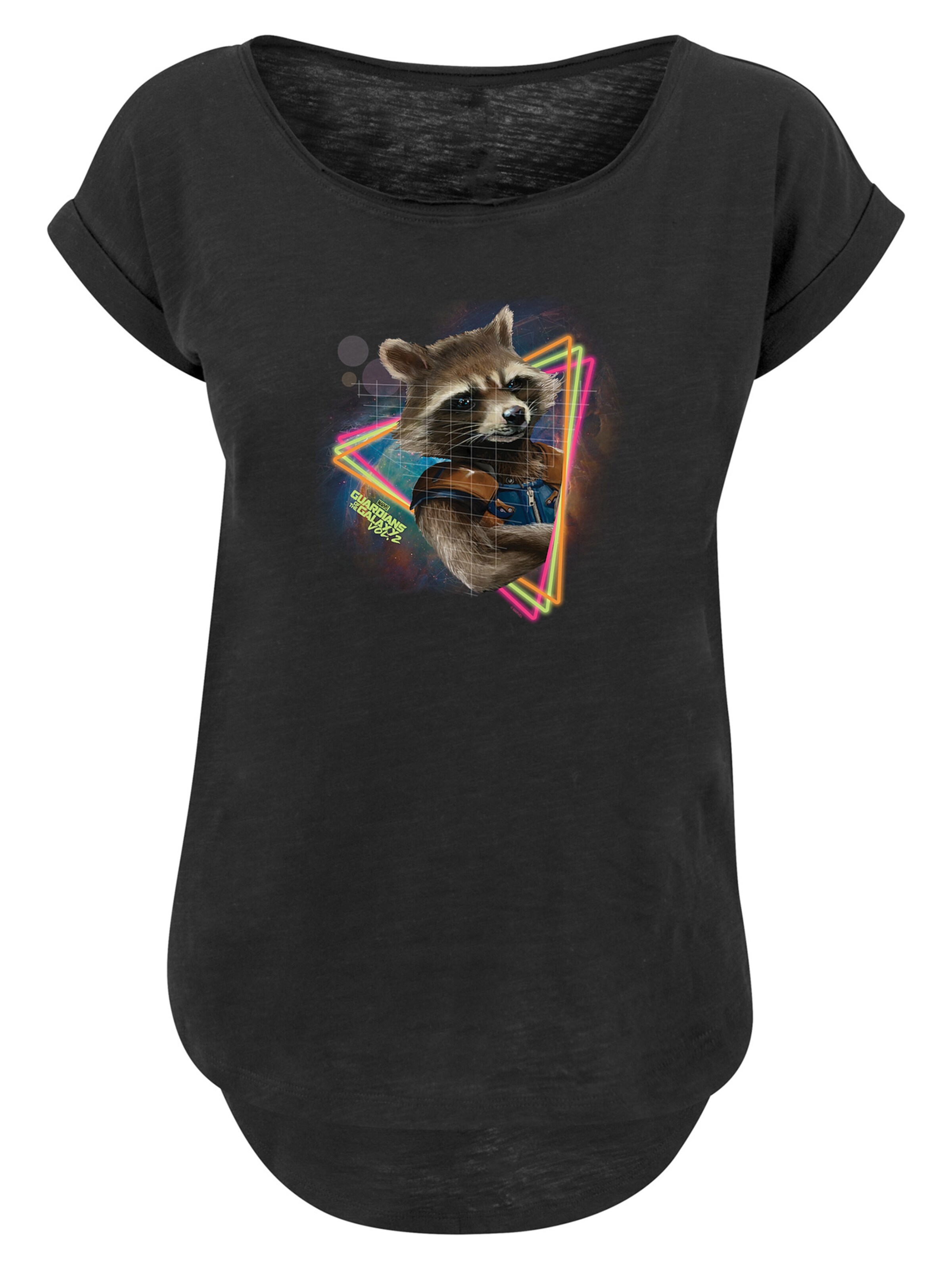F4NT4STIC Shirt 'Marvel Guardians of the Galaxy Neon Rocket' in Black: front