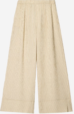 BershkaWide Leg/ Široke nogavice Hlače s naborima - bež boja: prednji dio