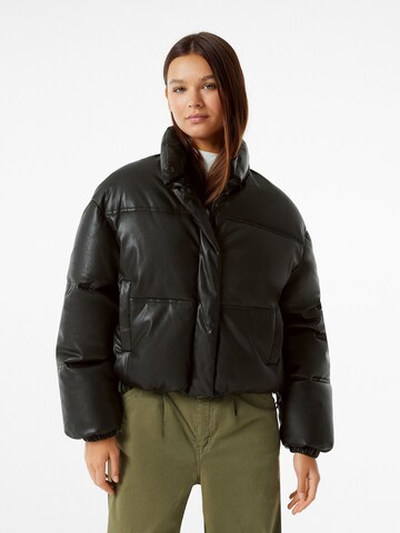 Bershka Winter Jacket in Black: front