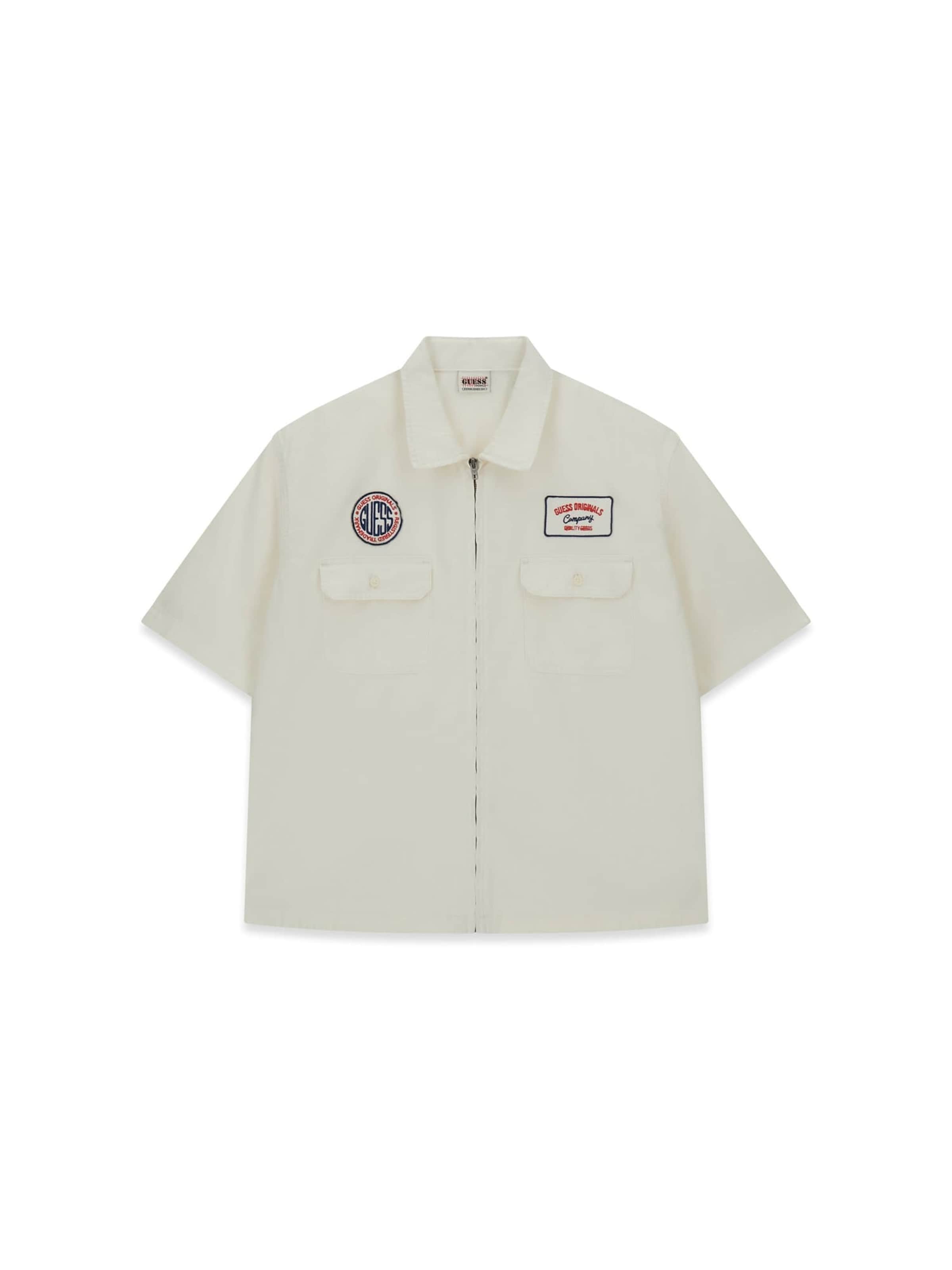 GUESS Hemd in creme / navy / rot, Produktansicht