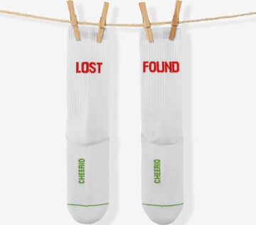 CHEERIO* - Meias 'LOST/FOUND' em branco: frente