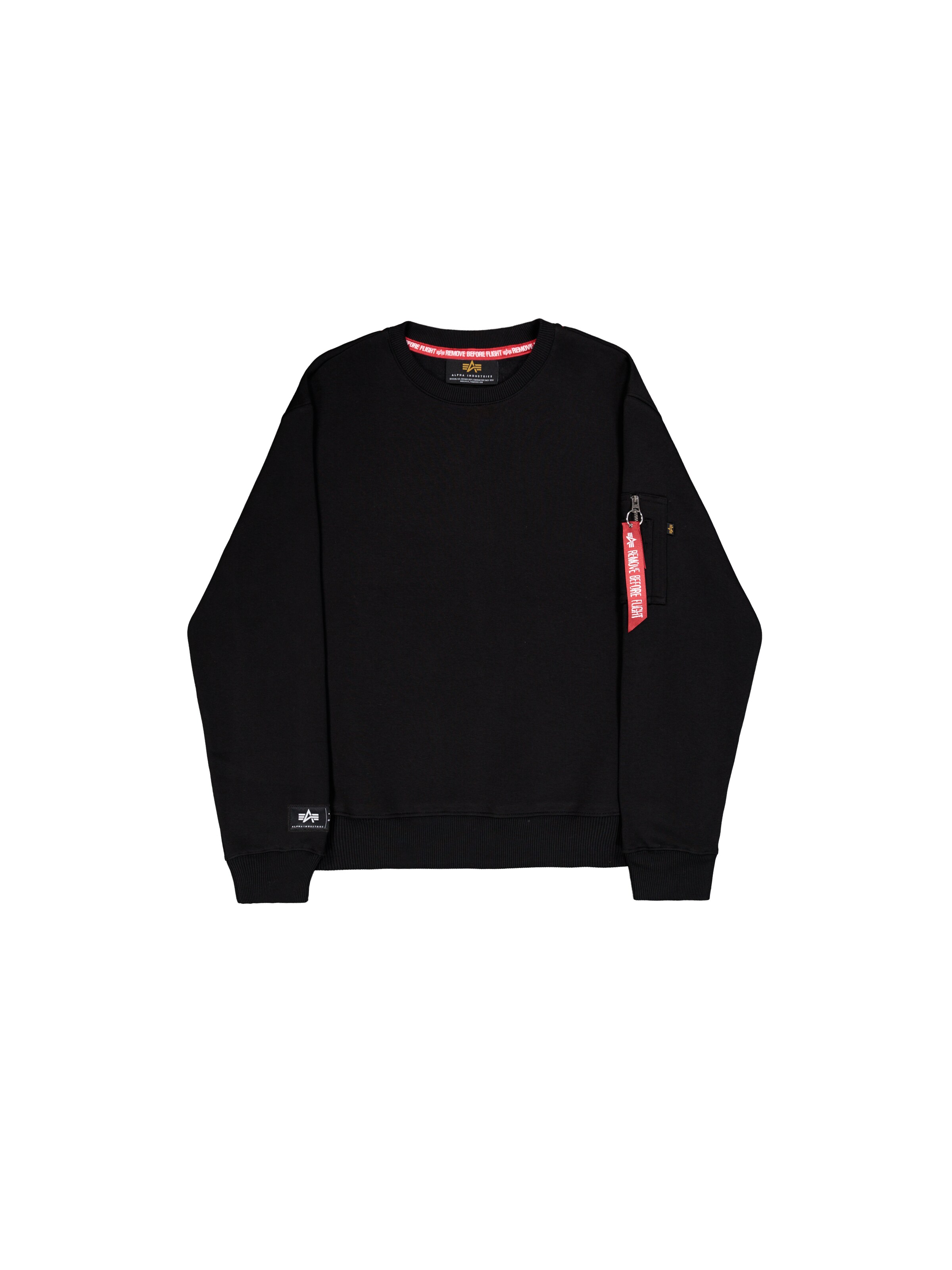 ALPHA INDUSTRIES Sweatshirt 'Label' in Black: front