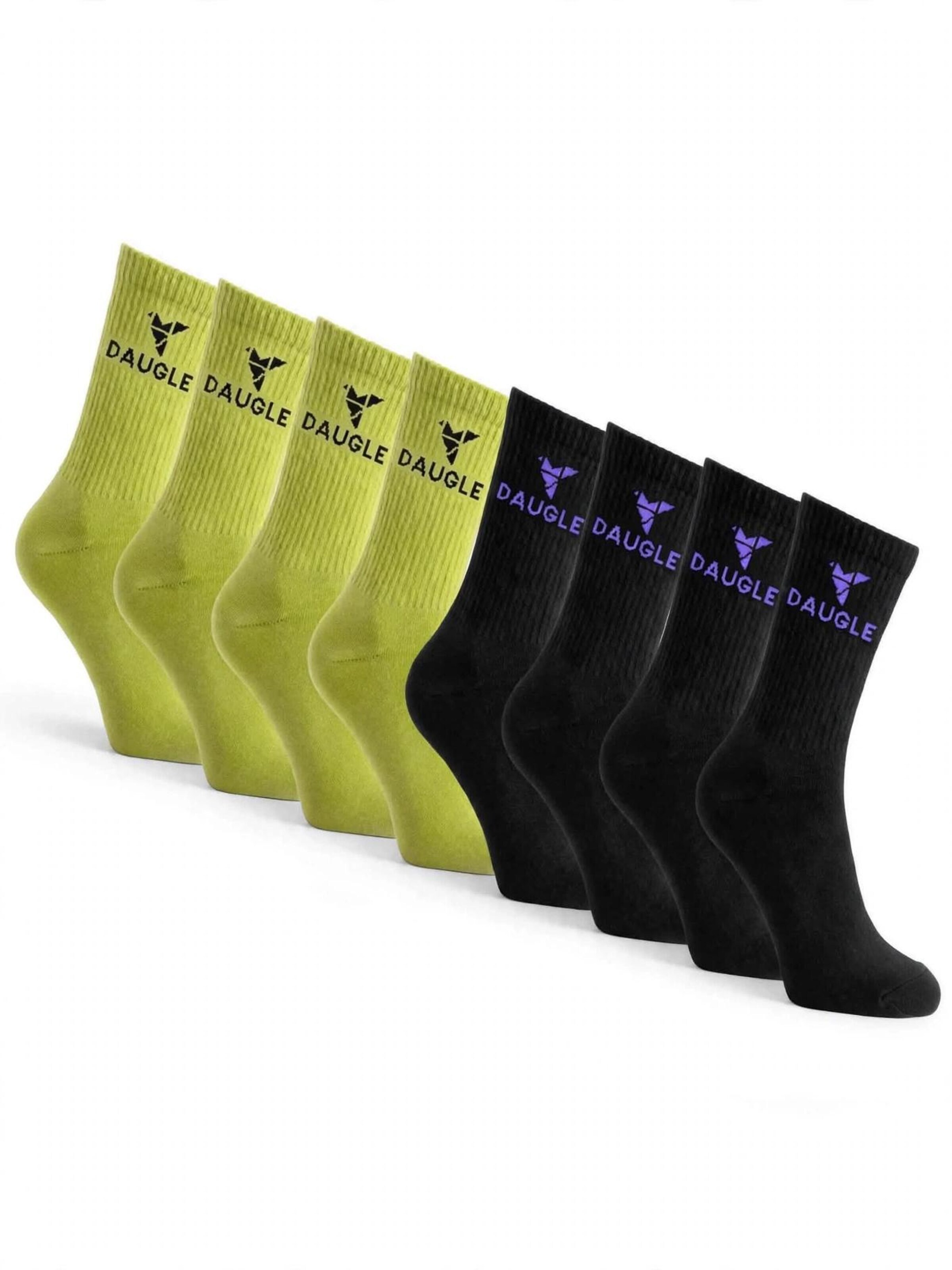 Calzino sportivo 'Daugle Unisex Crew Socks 2-Pack (Lime, Black)' di DAUGLE in verde: frontale